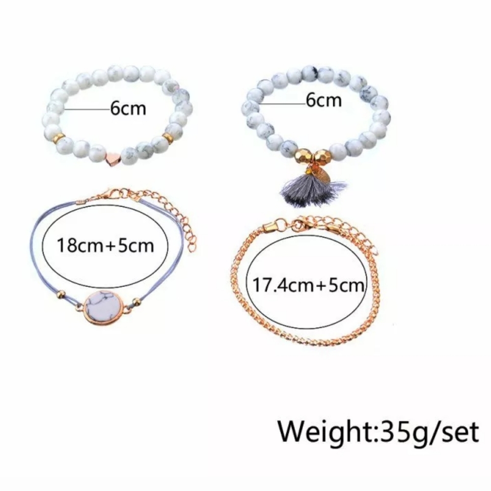 4 Piece Marble/Gold Bracelet Set - Picture 3 of 4